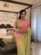 Pastel Yellow And Pink Shades Georgette Soft Ombré Blend Ready To Wear Saree With Unstitched Blouse