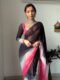 Black, Grey, White, And Pink Color Ombre Saree Georgette Ready To Wear Saree With Unstitched Blouse