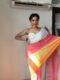 White, Pink, Yellow, And Orange Color Ombre Saree Georgette Ready To Wear Saree With Unstitched Blouse