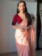 Peach Color Golden Sequin Border Velvet Ready To Wear Saree With Unstitched Blouse