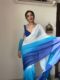 White To Blue Color Ombre Saree Georgette Ready To Wear Saree With Unstitched Blouse