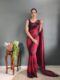 Wine Red To Deep Maroon Georgette Soft Ombré Pattern Ready To Wear Saree With Unstitched Blouse
