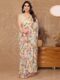 Cream Base Multicolor Floral Prints Georgette Ready To Wear Saree With Unstitched Blouse