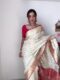 Cream Banarasi Silk Saree With Rich Golden Zari Ready To Wear Saree With Unstitched Blouse