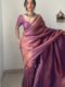 Purple Banarasi Silk Saree With Intricate Zari Work Ready To Wear Saree With Unstitched Blouse