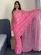 Light Pink Georgette Multicolor Floral Prints Lace Border Ready To Wear Saree With Unstitched Blouse