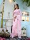 Pink Georgette Ready To Wear Saree With Designer Unstitched Blouse