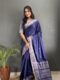 Rich Navy Blue Banarasi Silk White Polka Dot Design Ready To Wear Saree With Unstitched Blouse