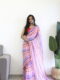 Multi-colored Striped Pattern Georgette Ready To Wear Saree With Unstitched Blouse