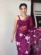 White Georgette Saree Floral Prints Ready To Wear Saree With Unstitched Blouse