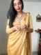 Plain Golden Satin Saree Ready To Wear Saree With Unstitched Blouse