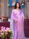 Satin Saree In Lavender And Pink Tones Ready To Wear Saree With Unstitched Blouse