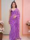 Purple And Lilac Striped Pattern Georgette Ready To Wear Saree With Unstitched Blouse