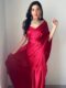 Red Satin Saree Ready To Wear Saree With Unstitched Blouse