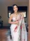 White Red And Pink Floral Prints Organza Ready To Wear Saree With Unstitched Blouse