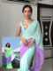Mint Green And Lavender Omber Pattern Georgette Ready To Wear Saree With Unstitched Blouse