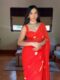 Bright Red White Floral Motifs Georgette Ready To Wear Saree With Unstitched Blouse