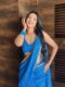 Blue Georgette Bandhani-style Geometric Print Ready To Wear Saree With Unstitched Blouse