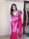 Pink And Magenta Ombre Blend Georgette Ready To Wear Saree With Unstitched Blouse