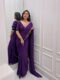 Deep Purple Saree With Silver Lace Borders Ready To Wear Saree With Stitched Blouse