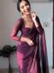 Wine Color, Featuring A Scalloped Border Georgette Ready To Wear Saree With Stitched Blouse