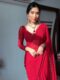 Red Color, Featuring A Scalloped Border Georgette Ready To Wear Saree With Stitched Blouse