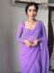 Lavender Color, Featuring A Scalloped Border Georgette Ready To Wear Saree With Stitched Blouse