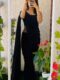 Black Elegant Design Georgette Ready To Wear Saree With Unstitched Blouse
