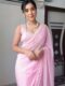 Babay Pink GeorgetteEmbroidered Scallop Lace On The Borders Georgette Ready To Wear Saree With Unstitched Blouse (Copy)