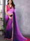 Lavender And Deep Purple Color Georgette Golden Lace Border Ready To Wear Saree With Unstitched Blouse