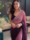 Pink And Purple Color Ombre Saree,Flowy Drape Georgette Ready To Wear Saree With Unstitched Blouse