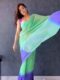 Green And Purple Tones With An Ombre Effect Georgette Ready To Wear Saree With Unstitched Blouse