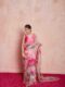 Blush Pink Color Organza Vibrant Lotus Floral Prints Ready To Wear Saree With Stitched Blouse