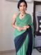Green To Black Ombre Effect Georgette Ready To Wear Saree With Unstitched Blouse