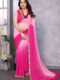 Baby Pink And Hot Pink Color Georgette Golden Lace Border Ready To Wear Saree With Unstitched Blouse