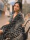 Black Color Soft Linen Bagru Print Ready To Wear Saree With Unstitched Blouse