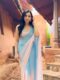Pastel Blue And Pink Georgette Vibrant Pastel Blue And Pink Ready To Wear Saree With Designer Unstitched Blouse
