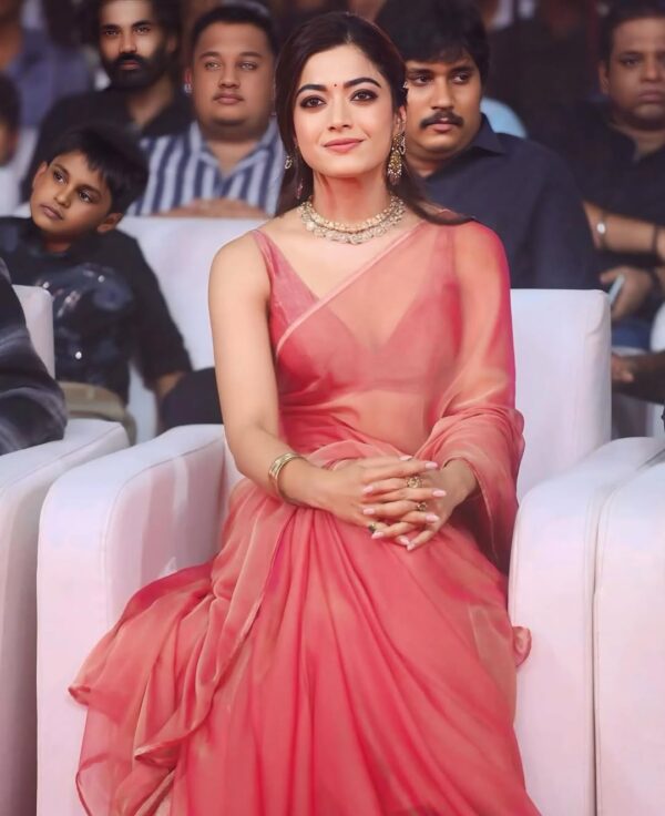 Peach Color Solid Fendy  Ready To Wear Saree With Unstitched Blouse - Image 4