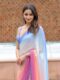 Blue, White, And Pink Omber Pattern Georgette Ready To Wear Saree With Unstitched Blouse
