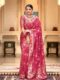 Elegant Rani Pink Banarasi Jacquard Lichi Silk Saree with Golden Zari Work – Timeless Traditional Attire