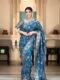 Regal Teal Blue Banarasi Jacquard Lichi Silk Saree with Intricate Silver Zari Work – Traditional Festive Elegance