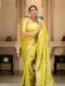 Radiant Lime Yellow Banarasi Jacquard Lichi Silk Saree with Subtle Zari Accents – Festive Ethnic Grace
