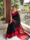Classic Black & Red Soft Lilan Cotton Jacquard Saree – Bold Minimalism with Urban Grace