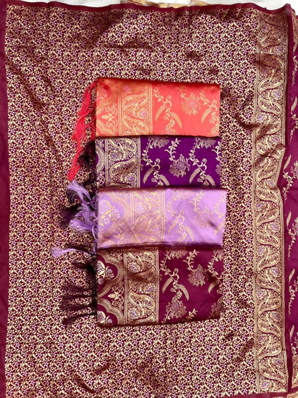 Red Banarasi Jacquard Lichi Silk Saree with Subtle Gold Zari – Elegant Heritage Wear for Grand Occasions - Image 6