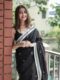Monochrome Magic – Black Jacquard Soft Lilan Cotton Saree with White Thread Work