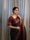 Elegant Black Jacquard Lichi Silk Saree with Maroon Zari Border – Timeless South Indian Grace