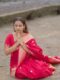Red Handwoven Kanjeevaram Jacquard Pure Lichi Silk Saree with Traditional Zari Border