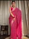 Rani Pink Banarasi Jacquard Lichi Silk Zari weaving Saree