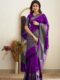Violet Jacquard Lichi Silk Saree with Subtle Silver Zari Accents