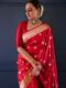 Red Banarasi Jacquard Lichi Silk with Golden Zari Motifs Saree